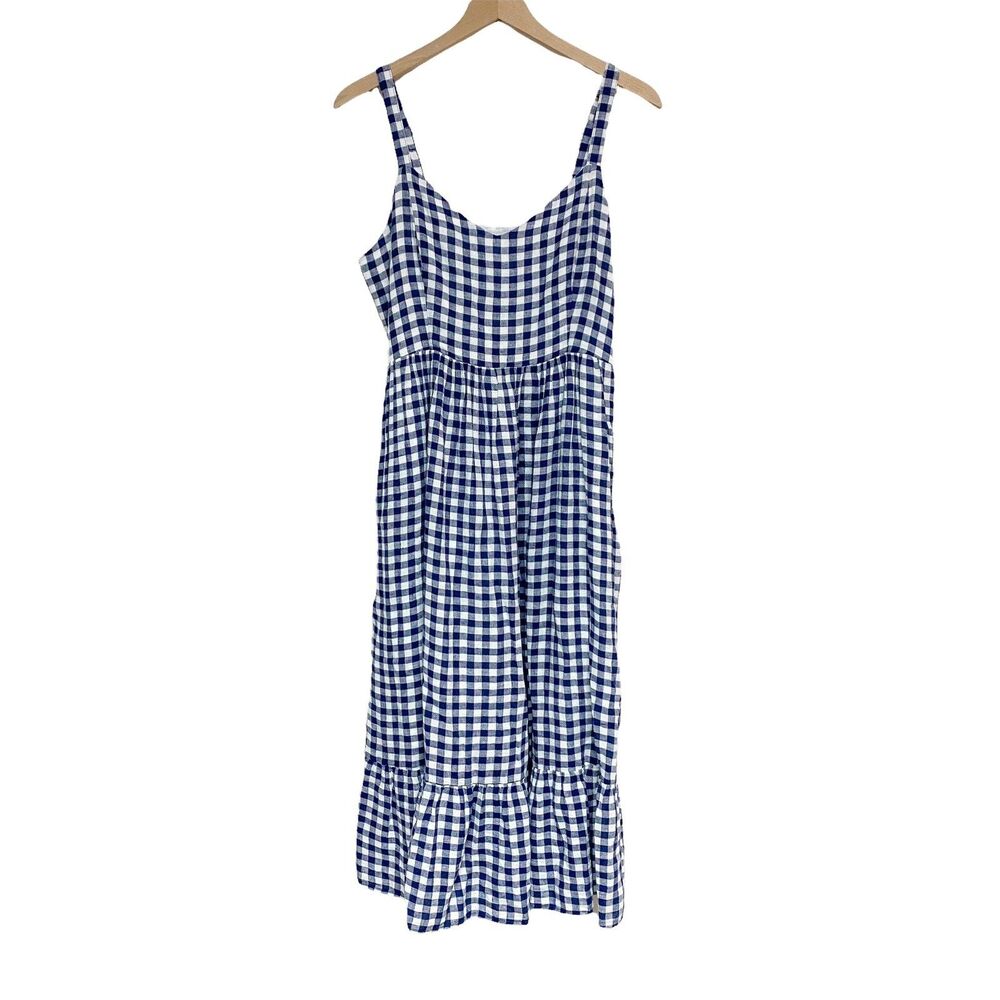 C&C California Gingham Maxi Dress Womens Size 8 Blue & White Cottagecore